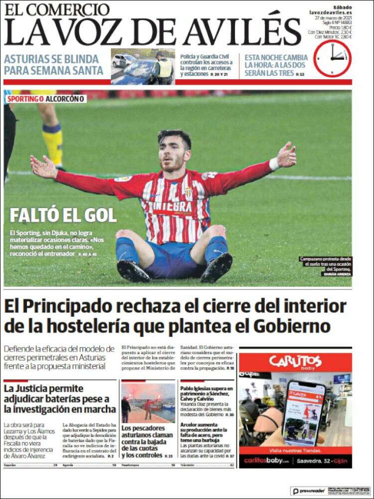 Portada de El Comercio - Avilés (España)