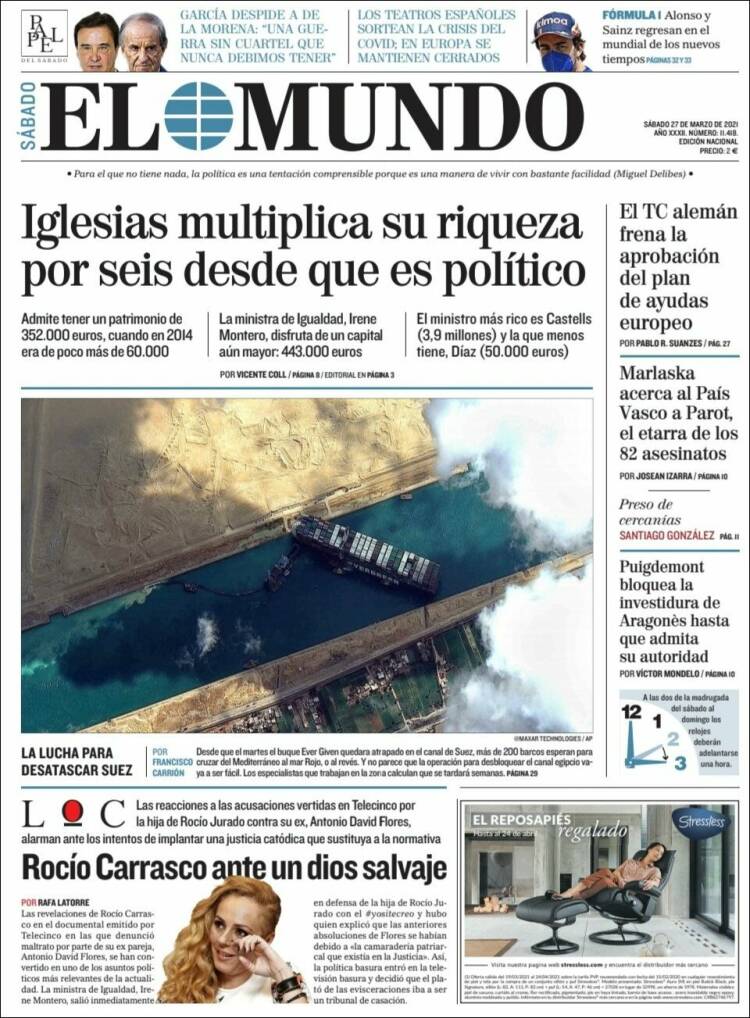 Portada de El Mundo (España)