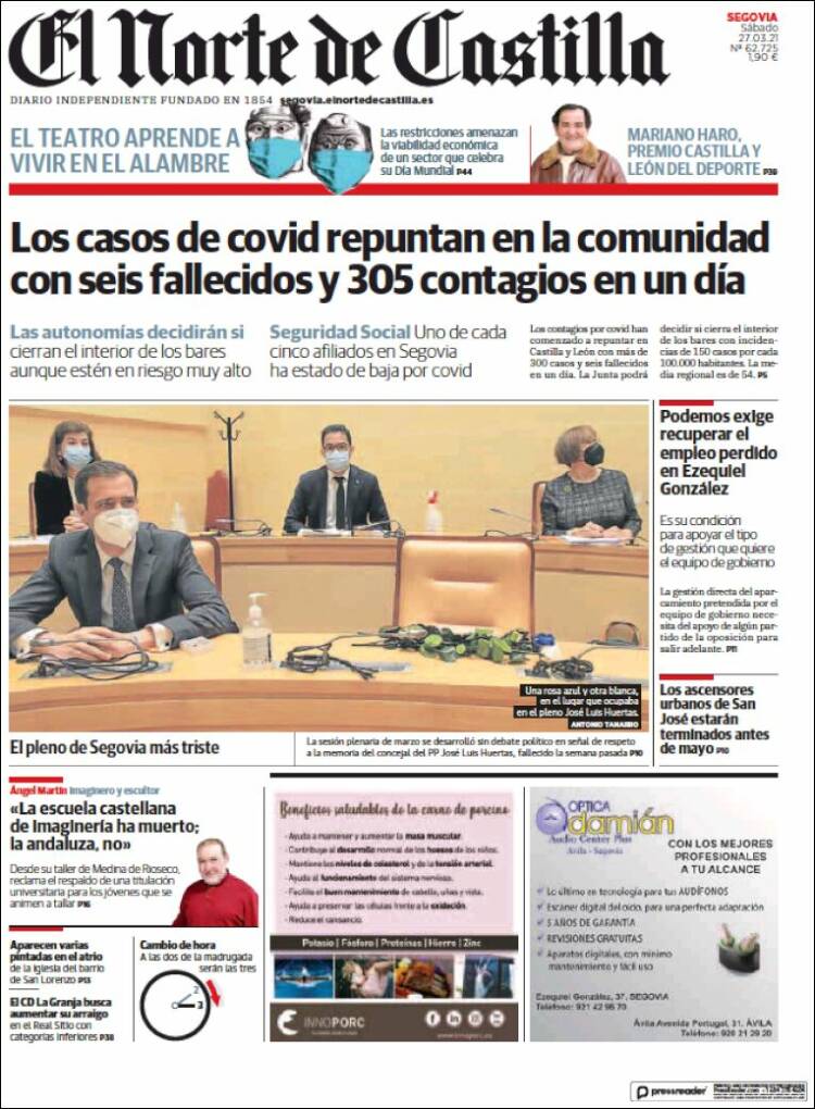 Portada de Norte de Castilla - Segovia (España)