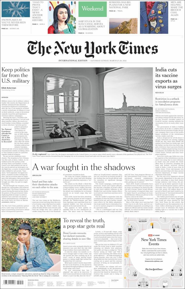 Portada de International New York Times (Europa)