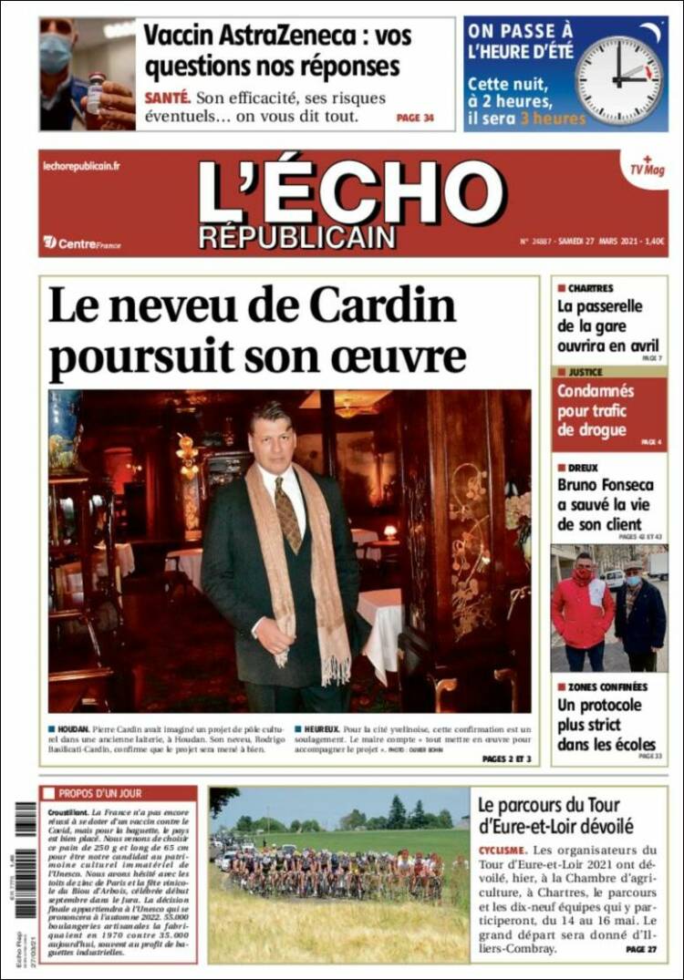 Portada de L'Echo Républicain (Francia)