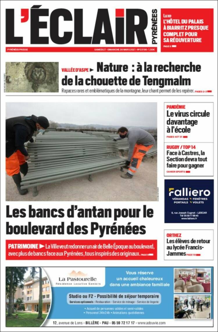 Portada de L'Eclair des Pyrénées (Francia)