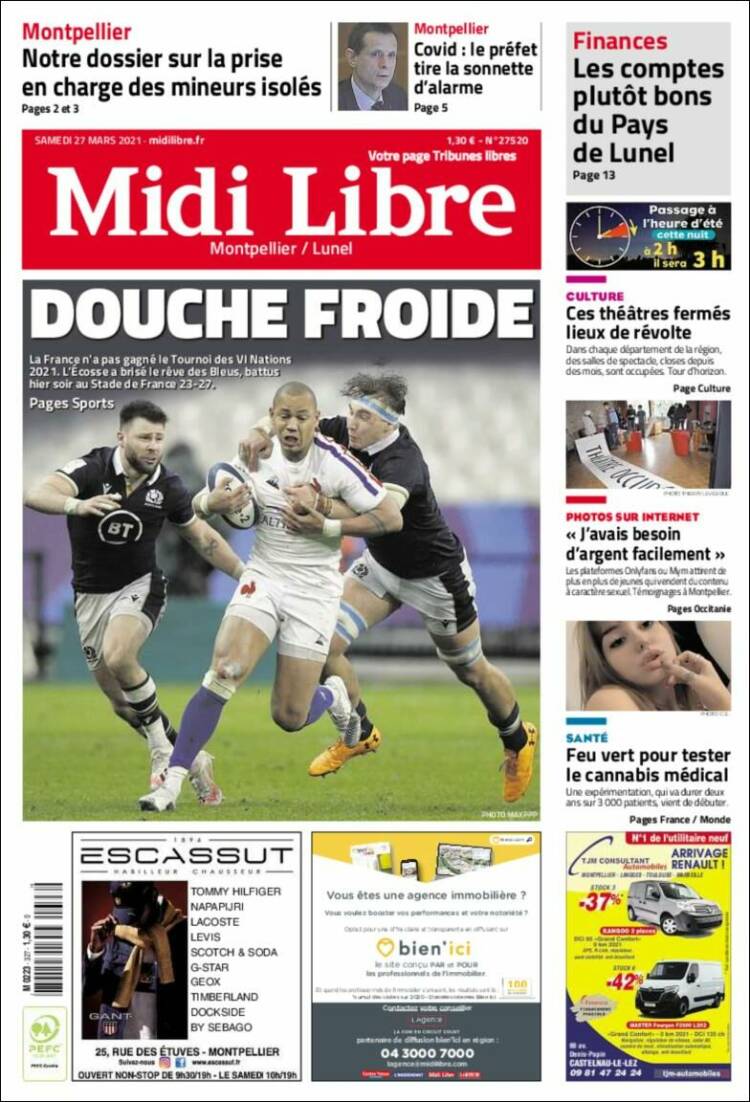 Portada de Midi Libre (Francia)