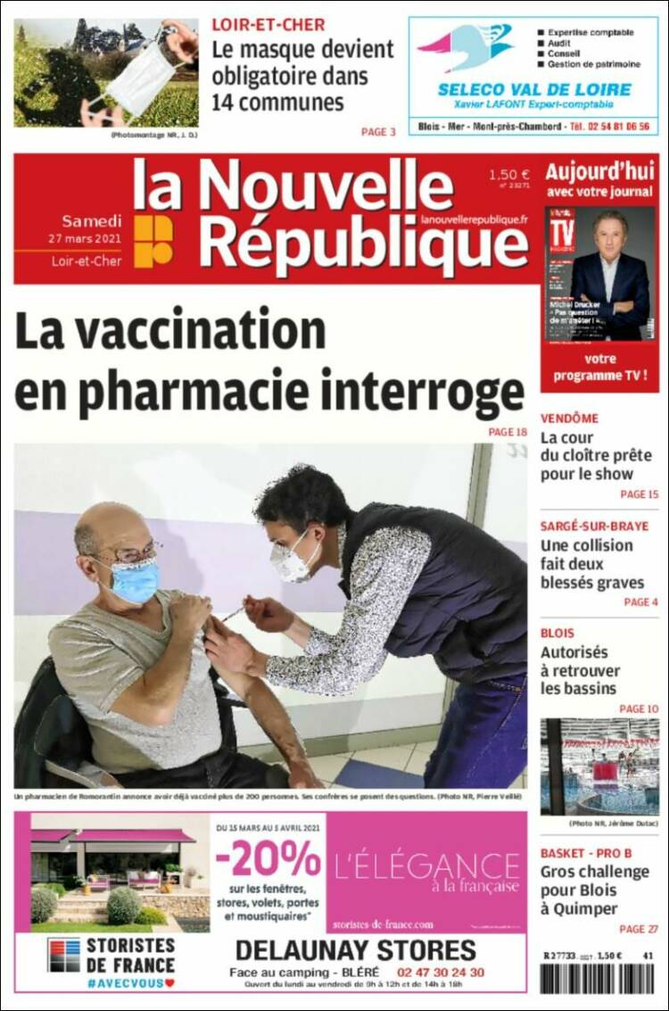 Portada de La Nouvelle Republique (France)