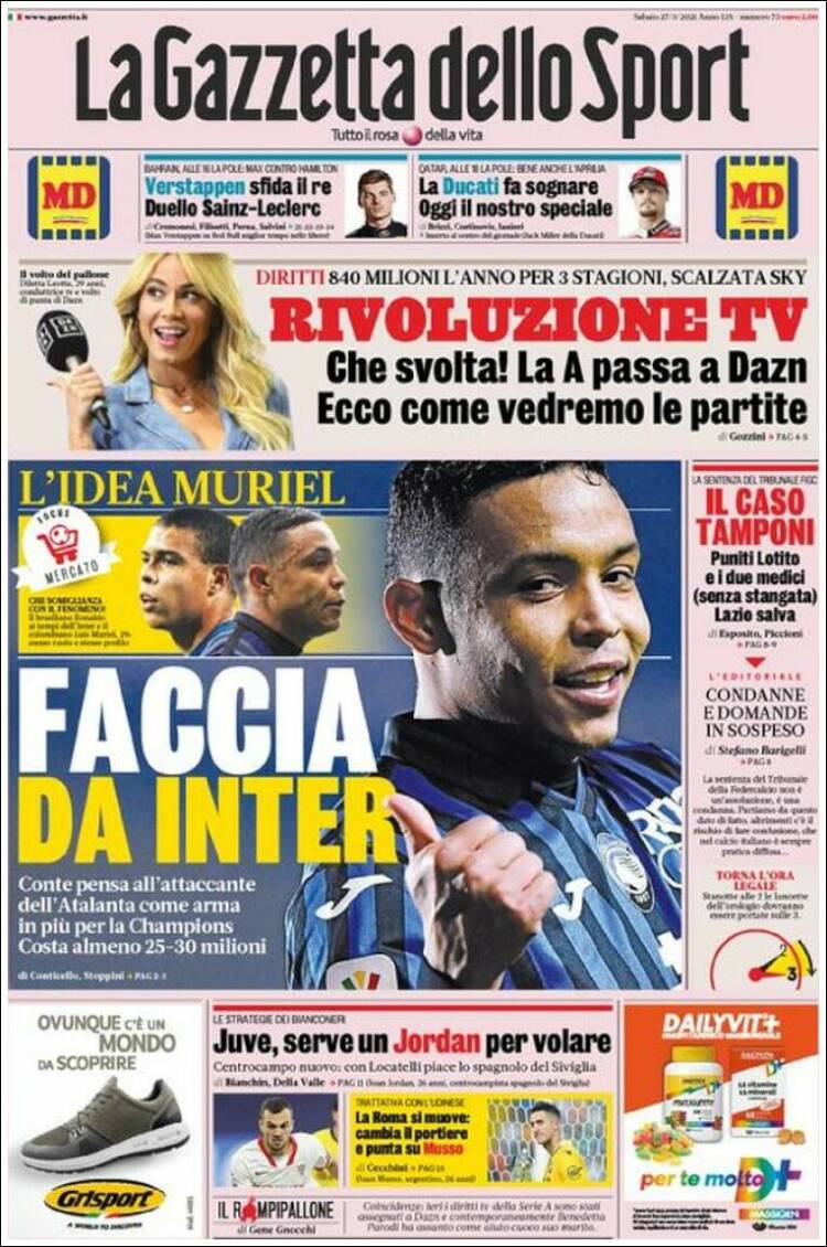 Portada de La Gazzetta dello Sport (Italia)