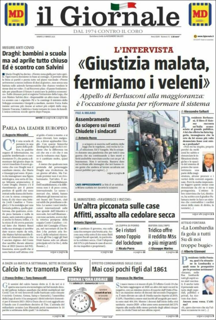 Portada de il Giornale (Italia)