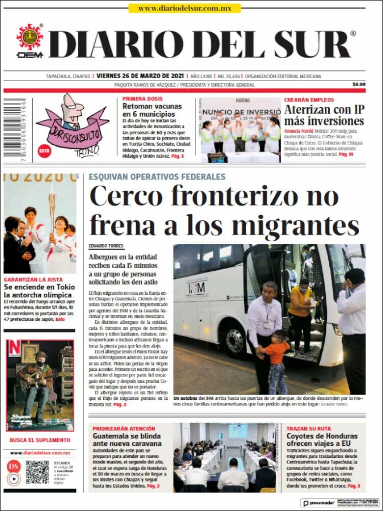 Portada de El Diario del Sur (M&eacute;xico)