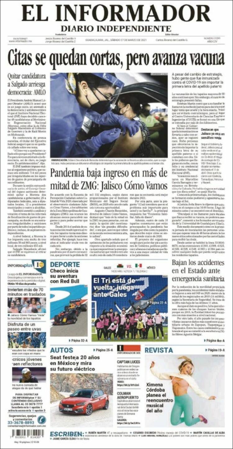 Portada de El Informador (M&eacute;xico)
