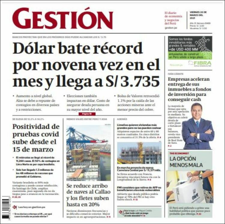 Portada de Diario Gestión (Per&uacute;)