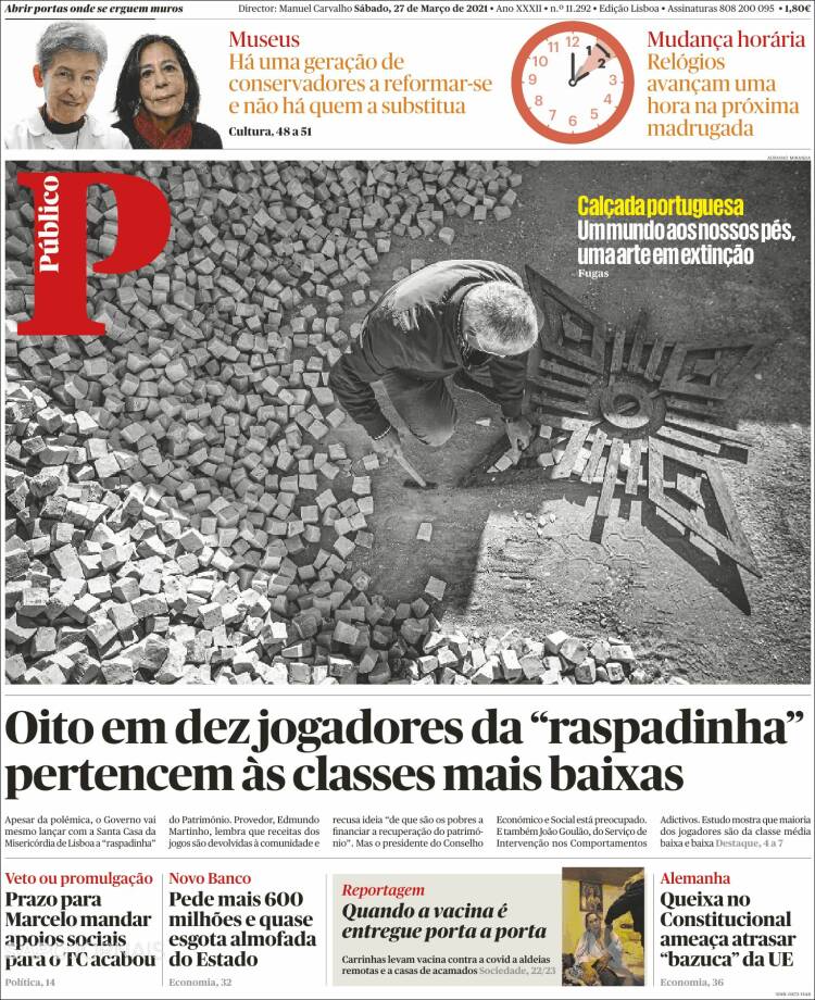 Portada de Público (Portugal)