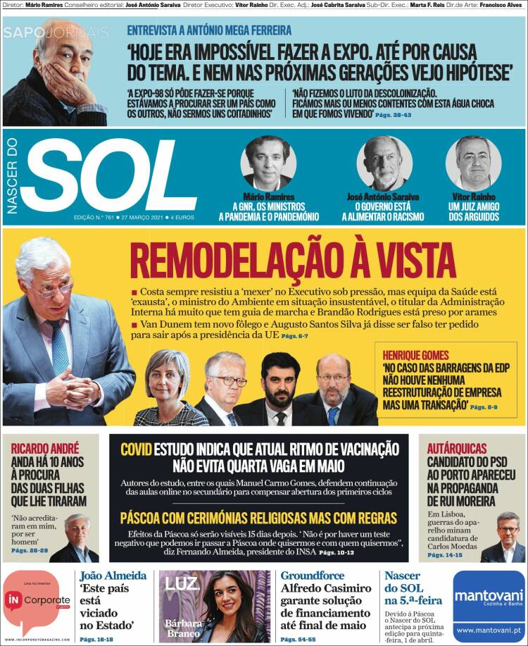 Portada de Jornal Sol (Portugal)