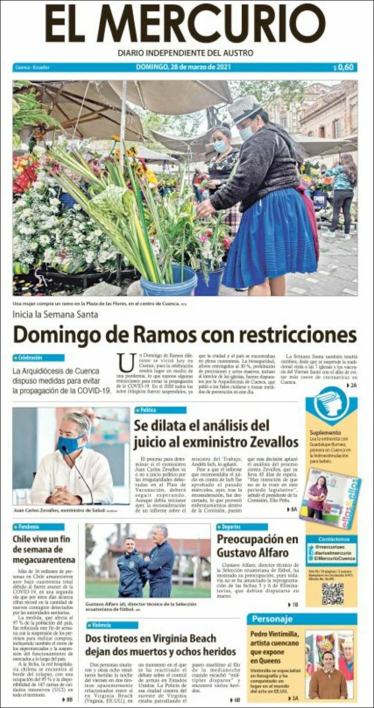 Portada de Diario El Mercurio (Ecuador)