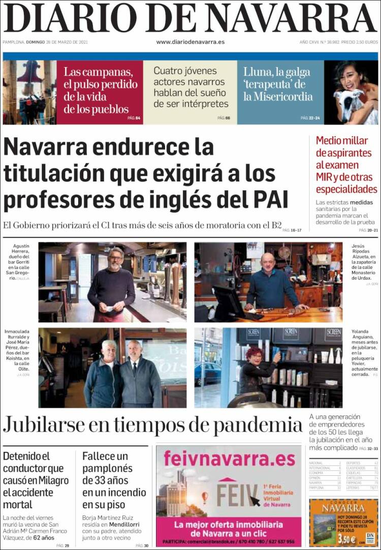 Portada de Diario de Navarra (España)