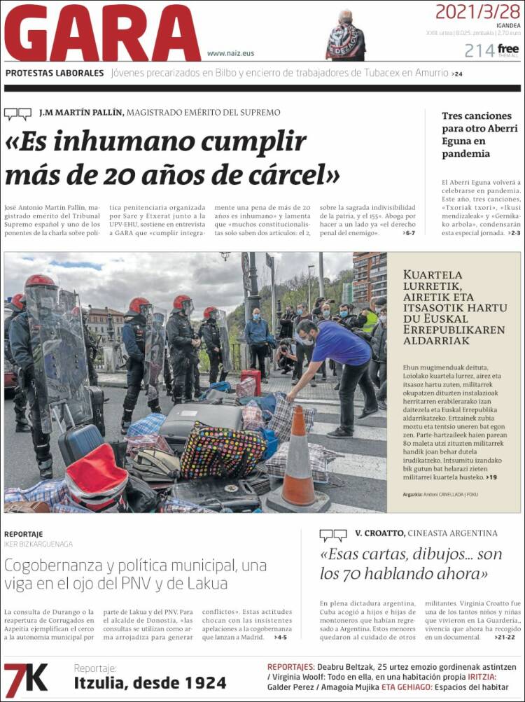 Portada de Gara (España)