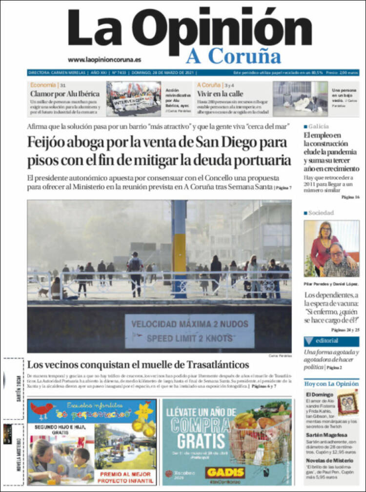 Portada de La Opinión de A Coruña (España)