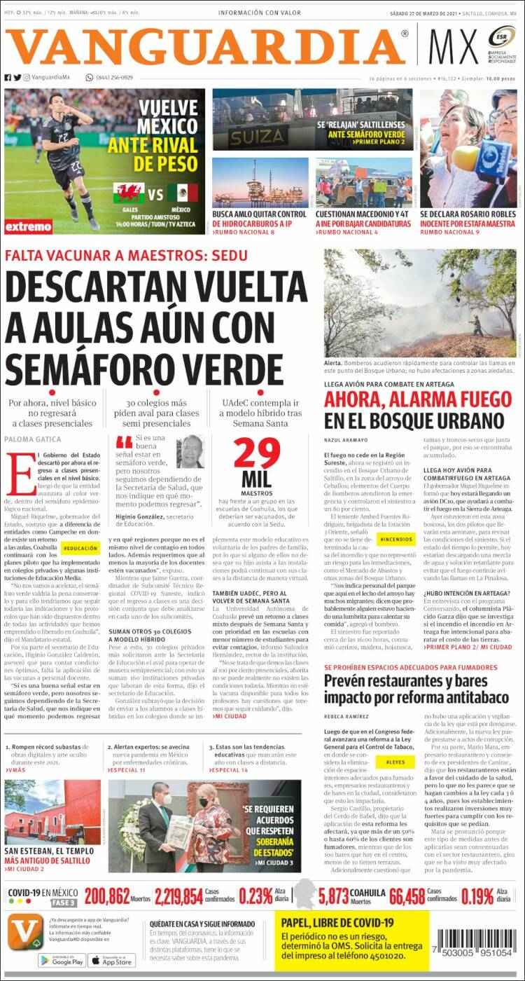Portada de Vanguardia (México)