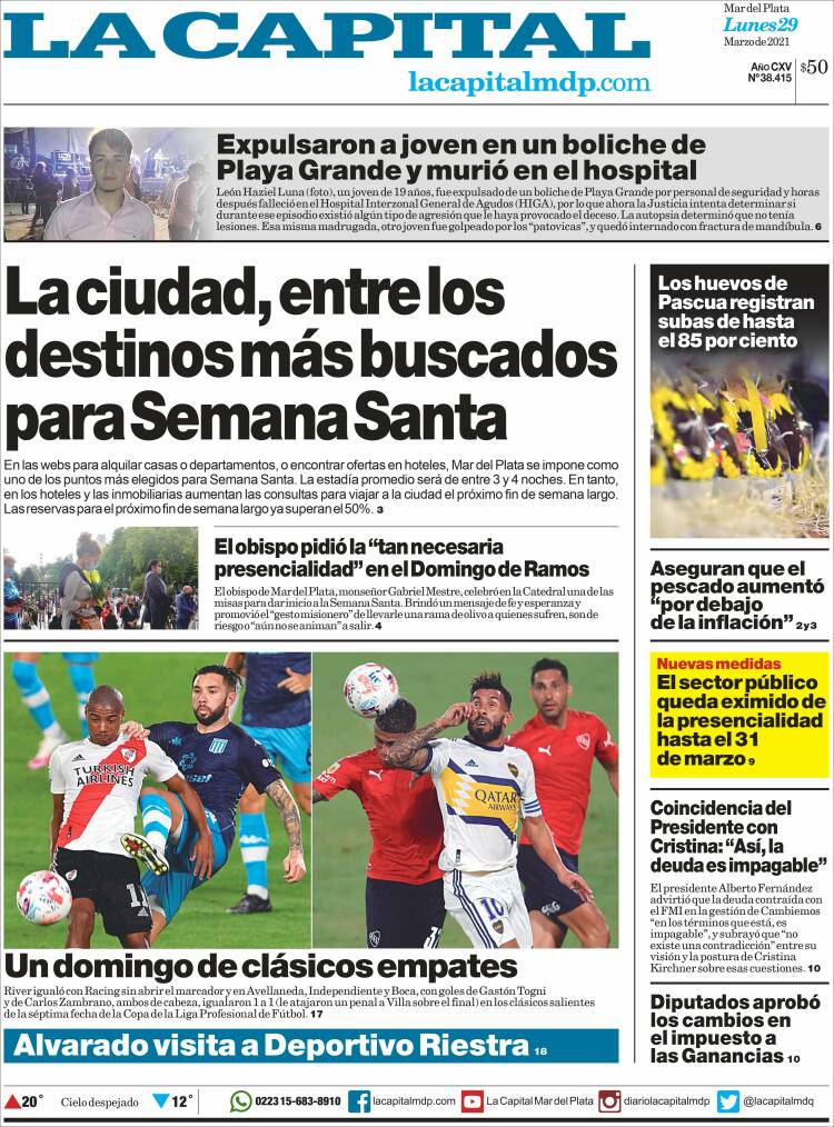 Portada de Diario La Capital - Mar del Plata (Argentina)