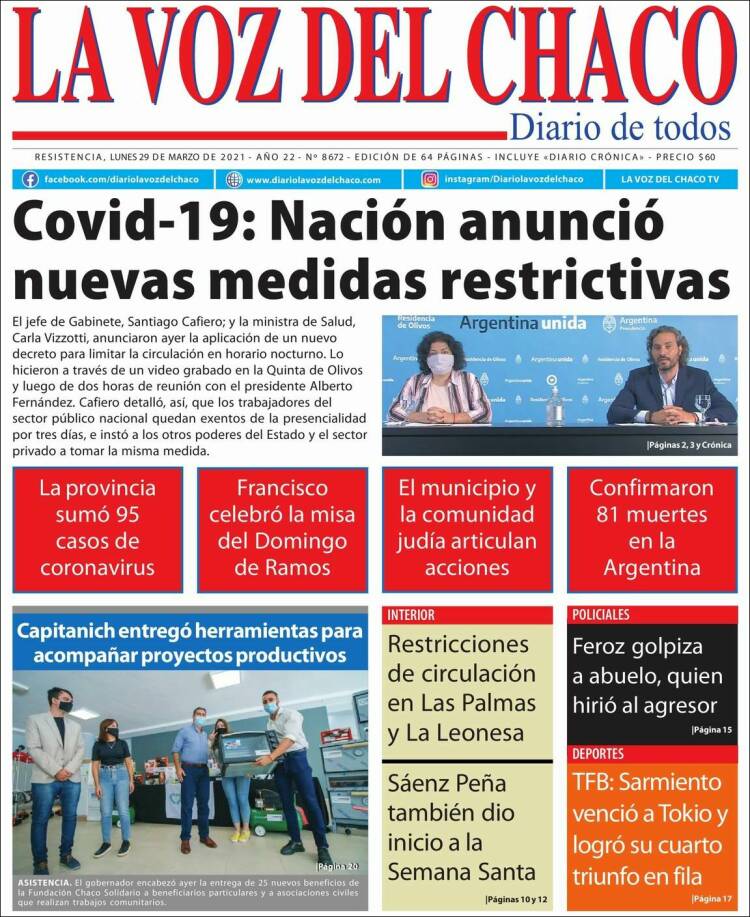 Portada de La Voz del Chaco (Argentina)