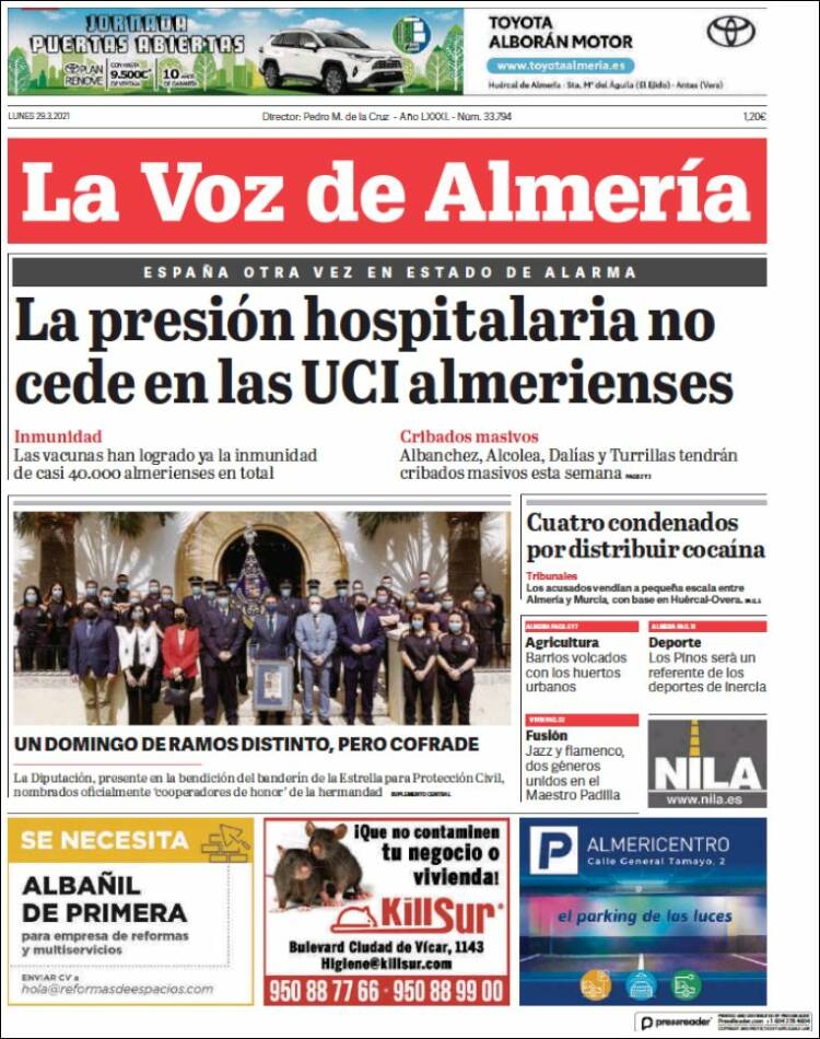 Portada de La Voz de Almería (España)