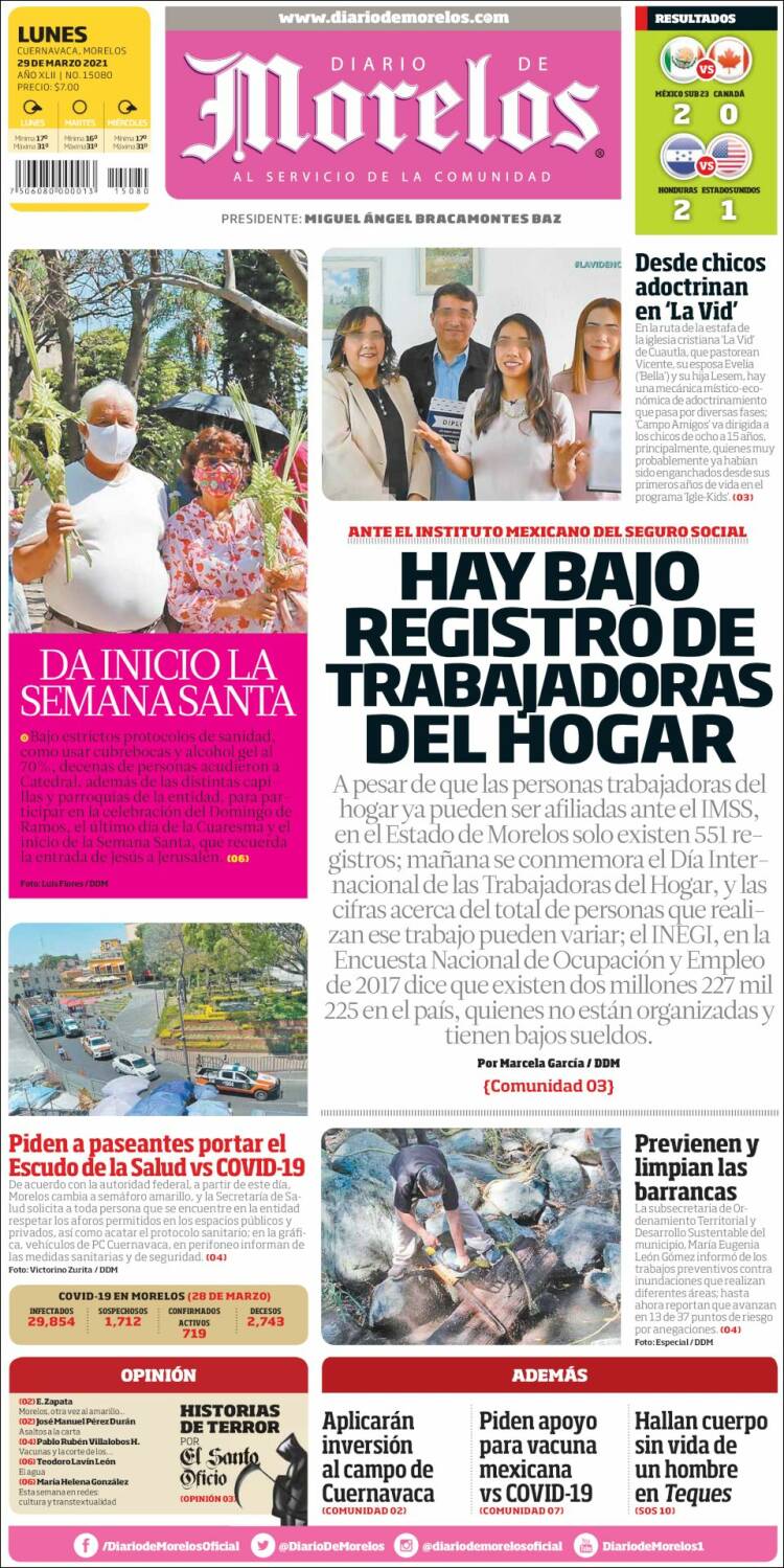 Portada de Diario de Morelos (Mexico)