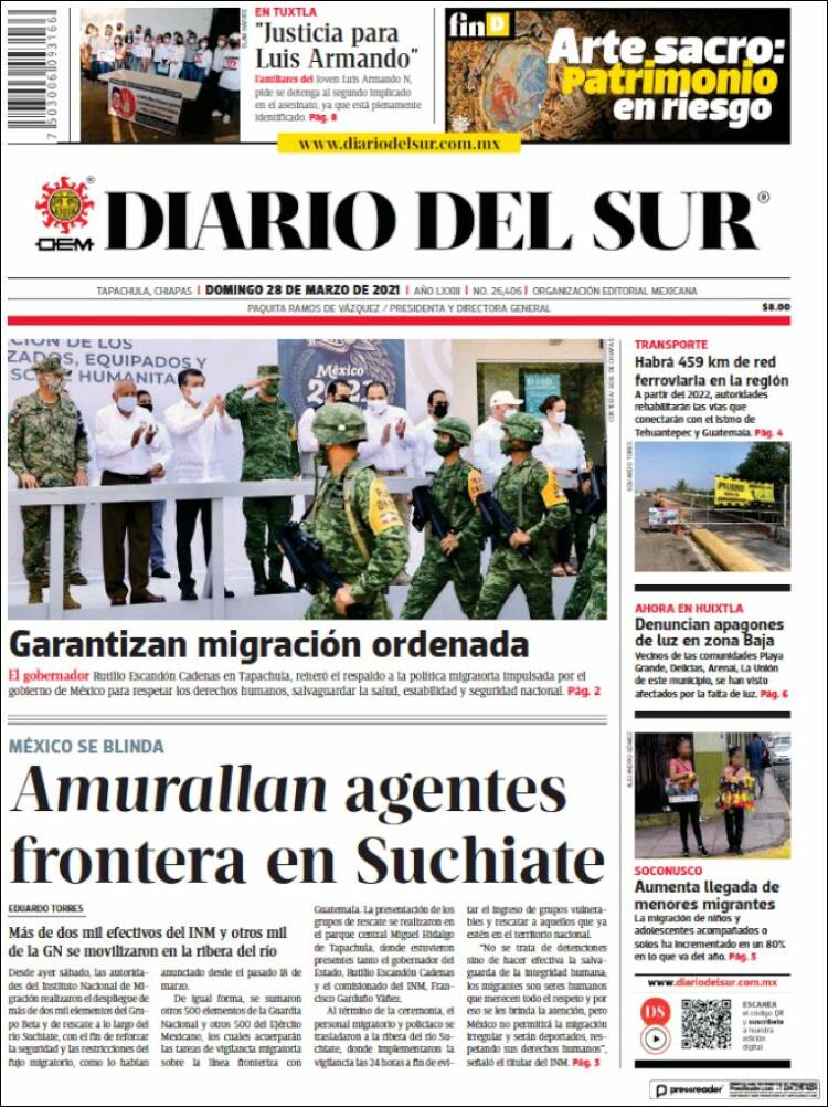 Portada de El Diario del Sur (Mexico)