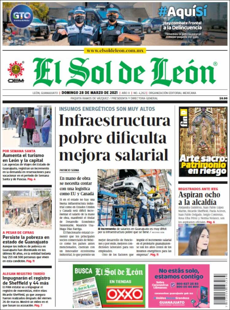 Portada de El Sol de León (México)