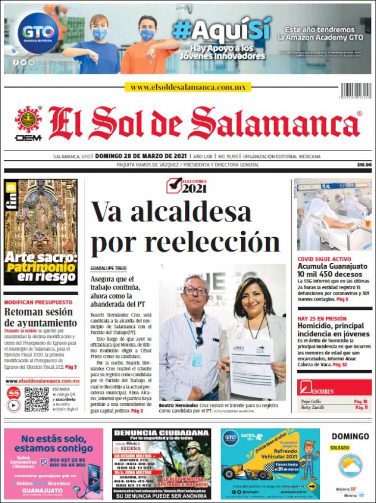 Portada de El Sol de Salamanca (México)