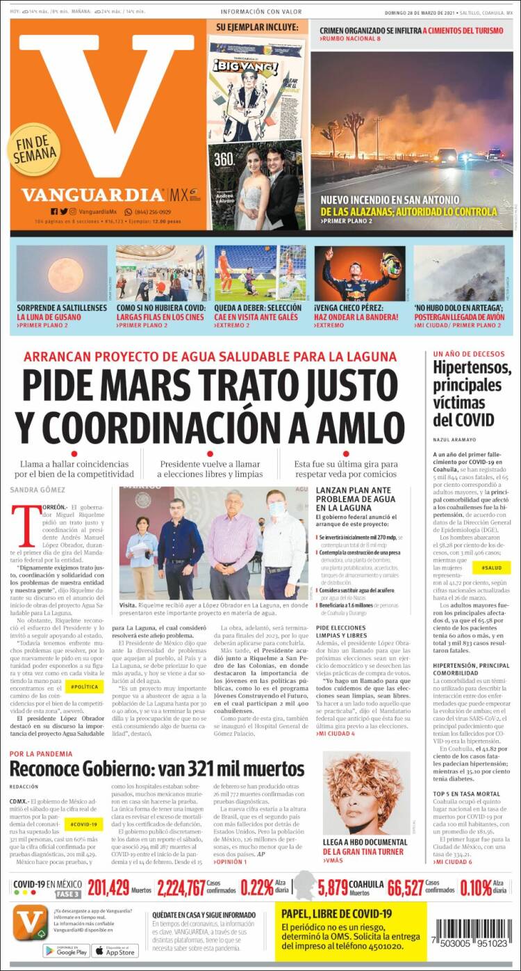 Portada de Vanguardia (Mexico)