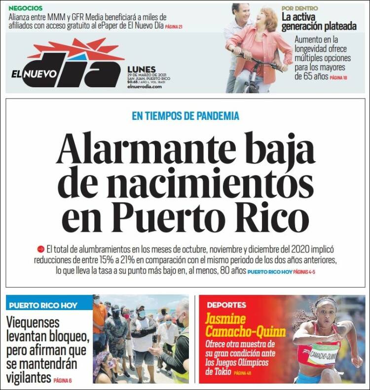 Portada de El Nuevo Día (Puerto Rico)