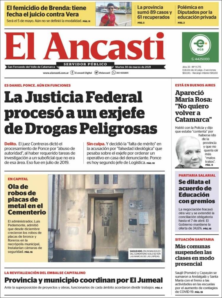 Portada de El Ancasti (Argentina)