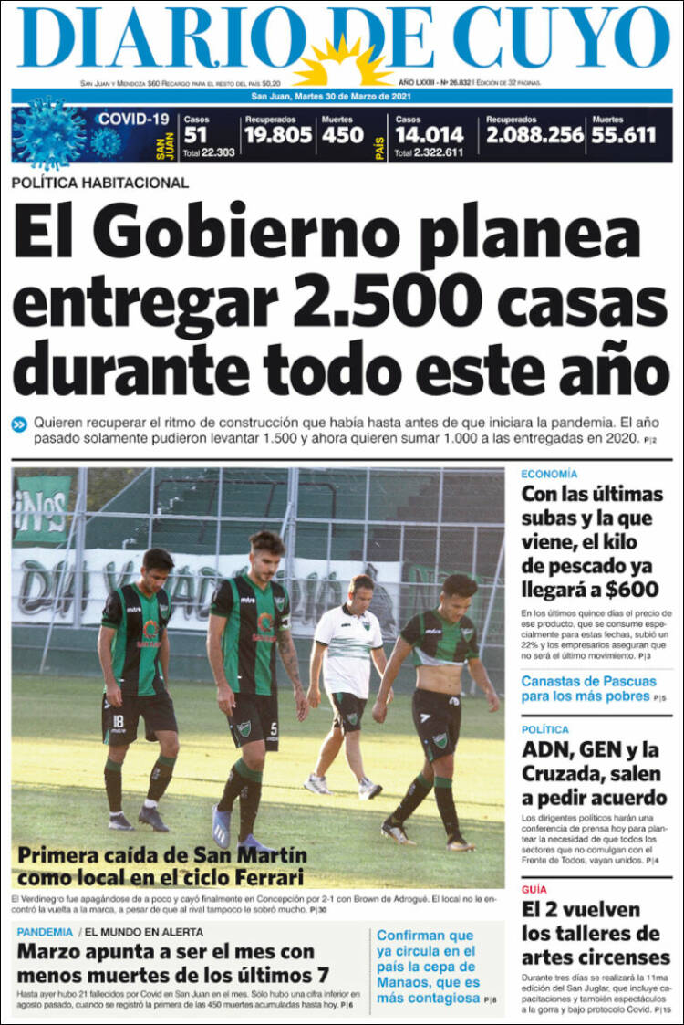 Portada de Diario de Cuyo (Argentina)