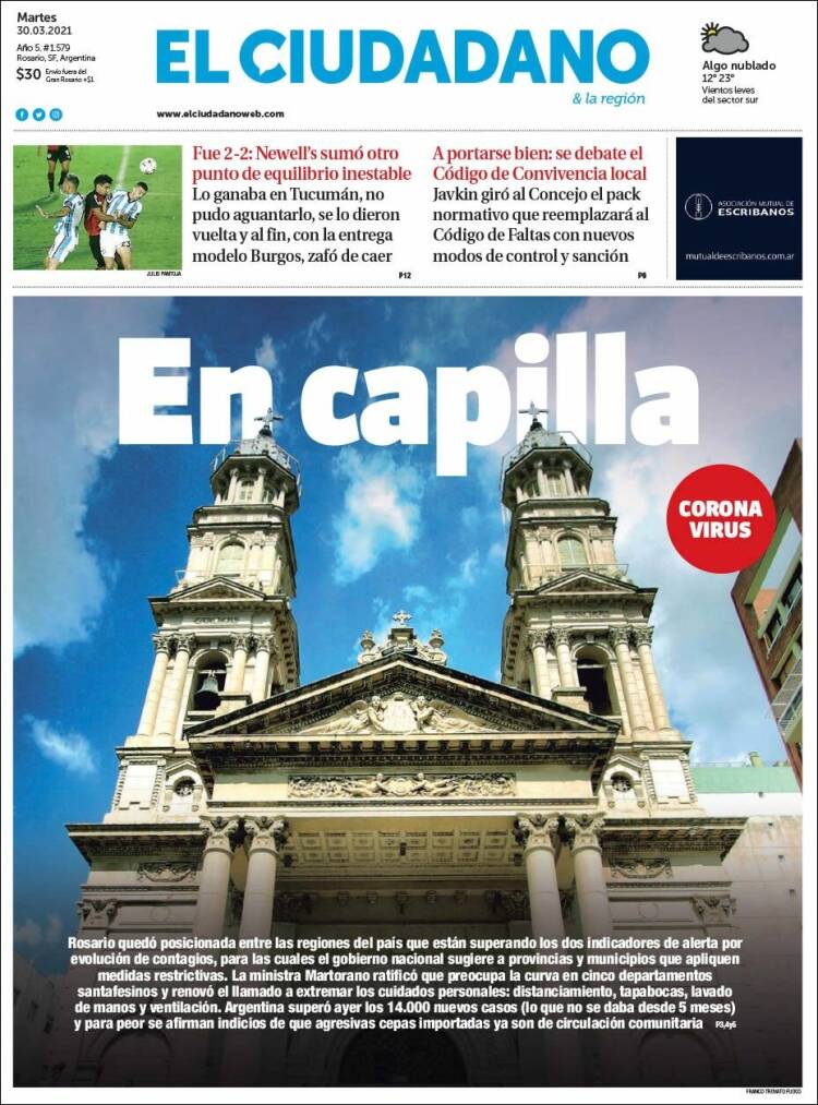 Portada de Diario El Ciudadano (Argentina)