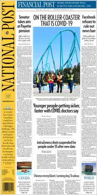 Portada de The National Post (Canadá)