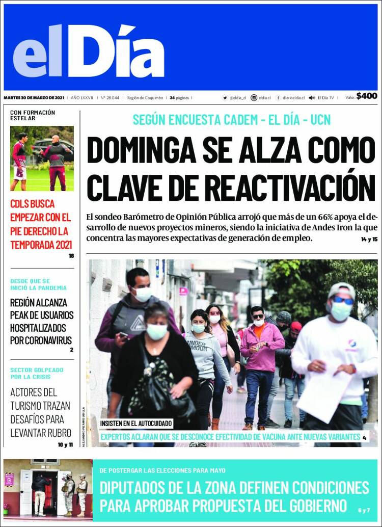 Portada de El Día (Chile)