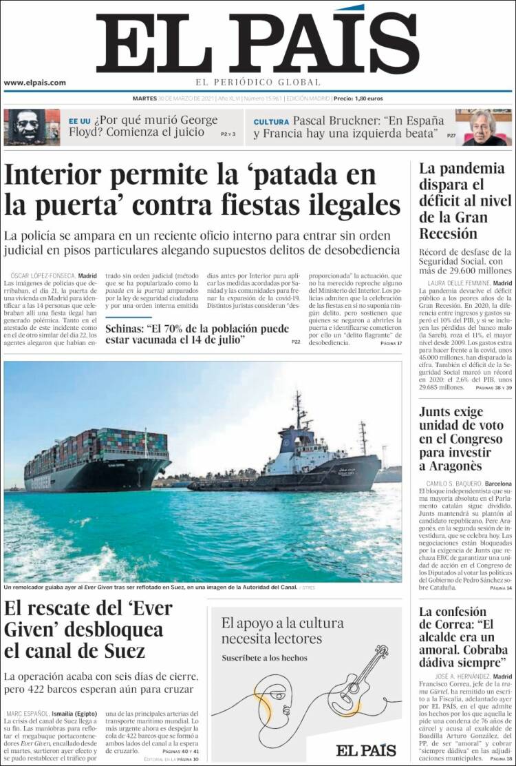 Portada de El País (Espa&ntilde;a)