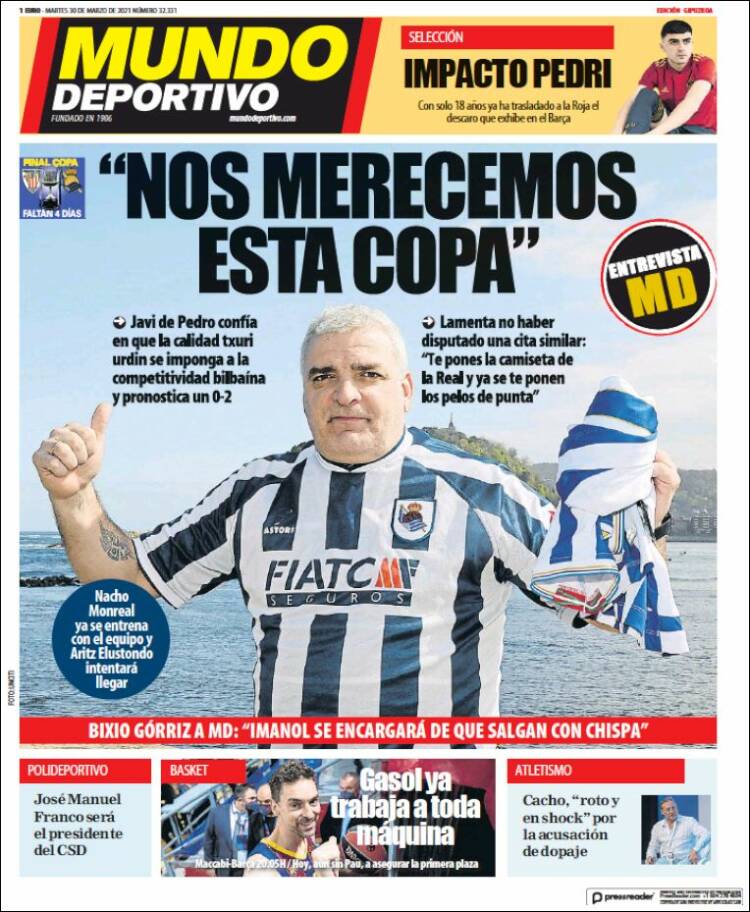 Portada de Mundo Deportivo Gipuzkoa (Espa&ntilde;a)