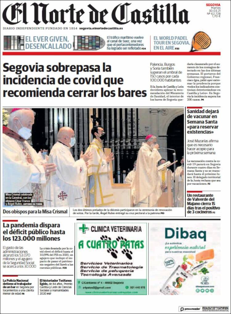 Portada de Norte de Castilla - Segovia (Espa&ntilde;a)