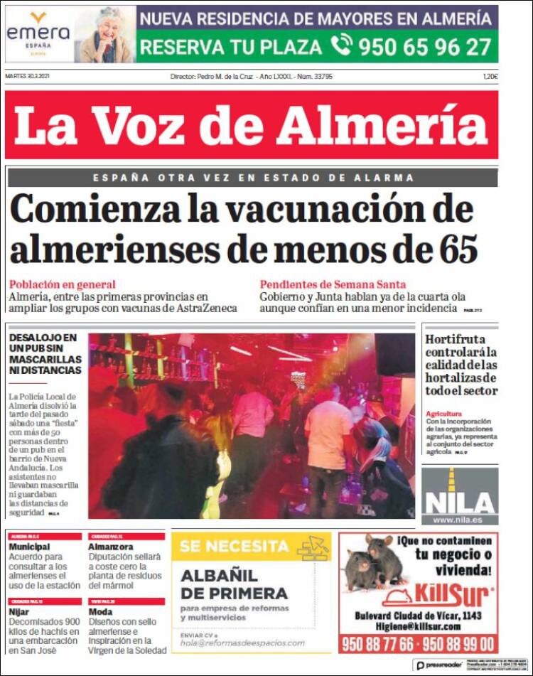 Portada de La Voz de Almería (Espa&ntilde;a)