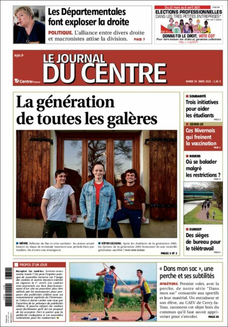 Portada de Le Journal du Centre (Francia)