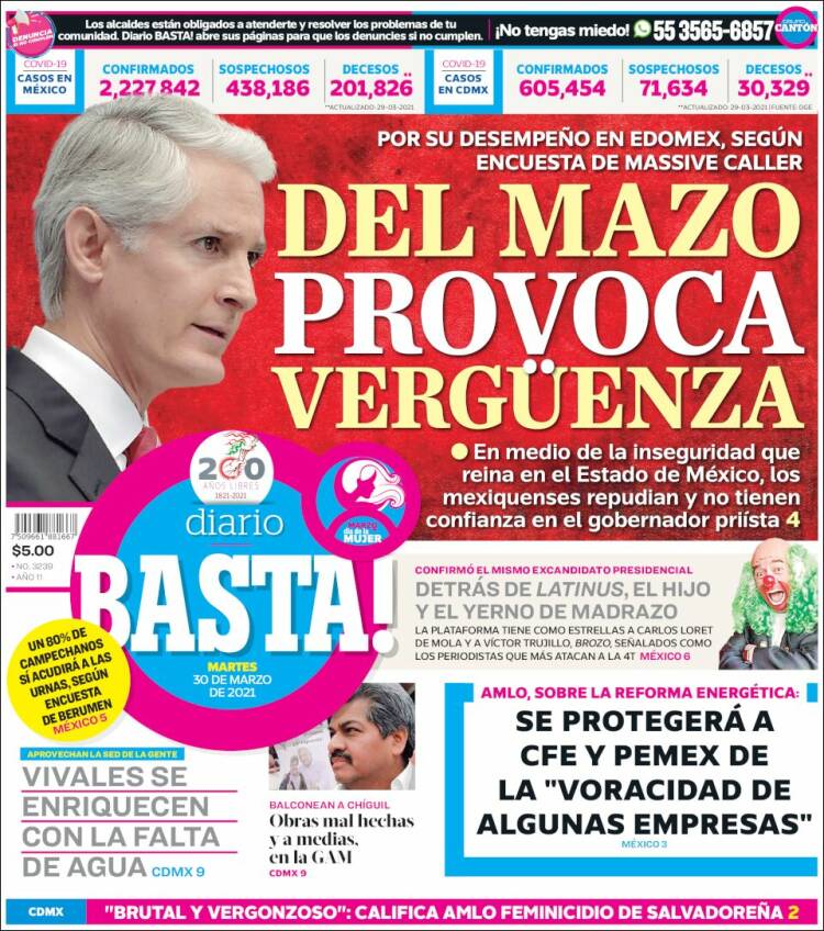 Portada de Diario Basta (México)