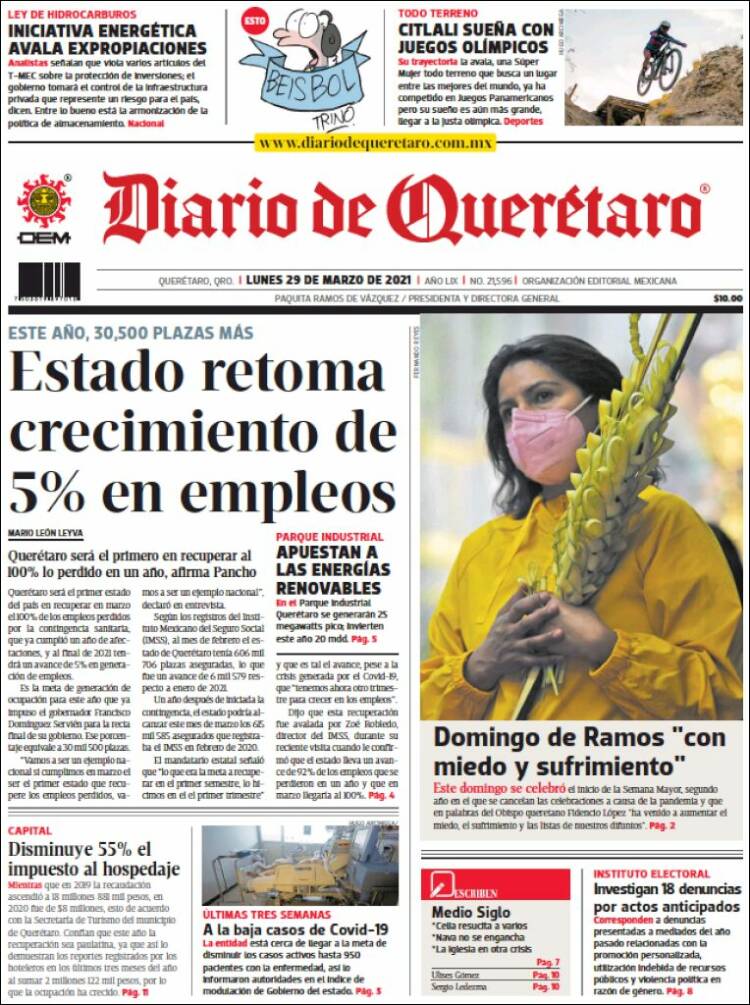 Portada de Diario de Querétaro (México)
