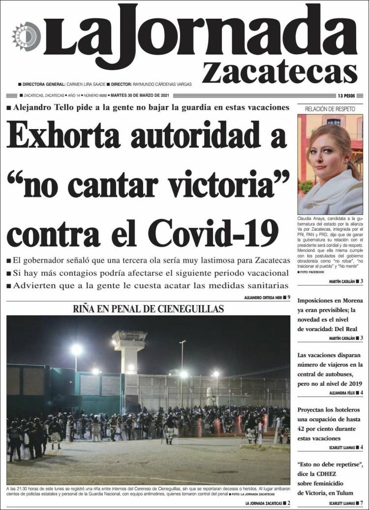 Portada de Jornada de Zacatecas (México)