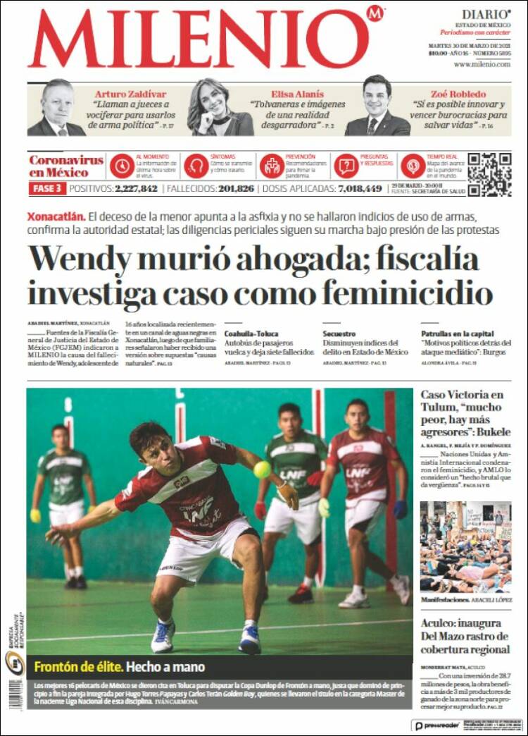 Portada de Milenio - Estado de México (México)