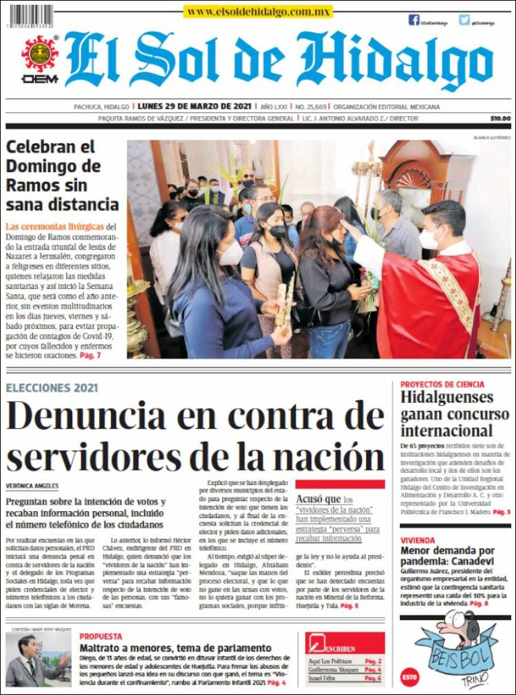 Portada de El Sol de Hidalgo (México)