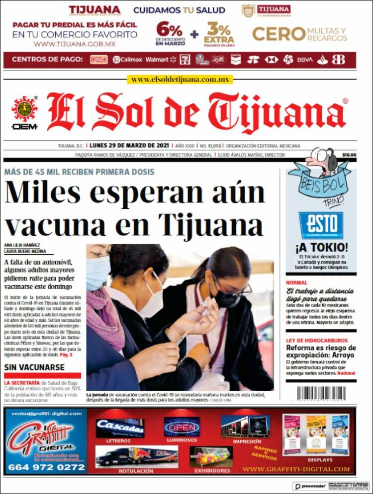Portada de El Sol de Tijuana (México)