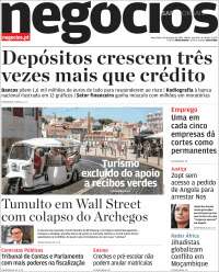 Portada de Jornal de Negócios (Portugal)