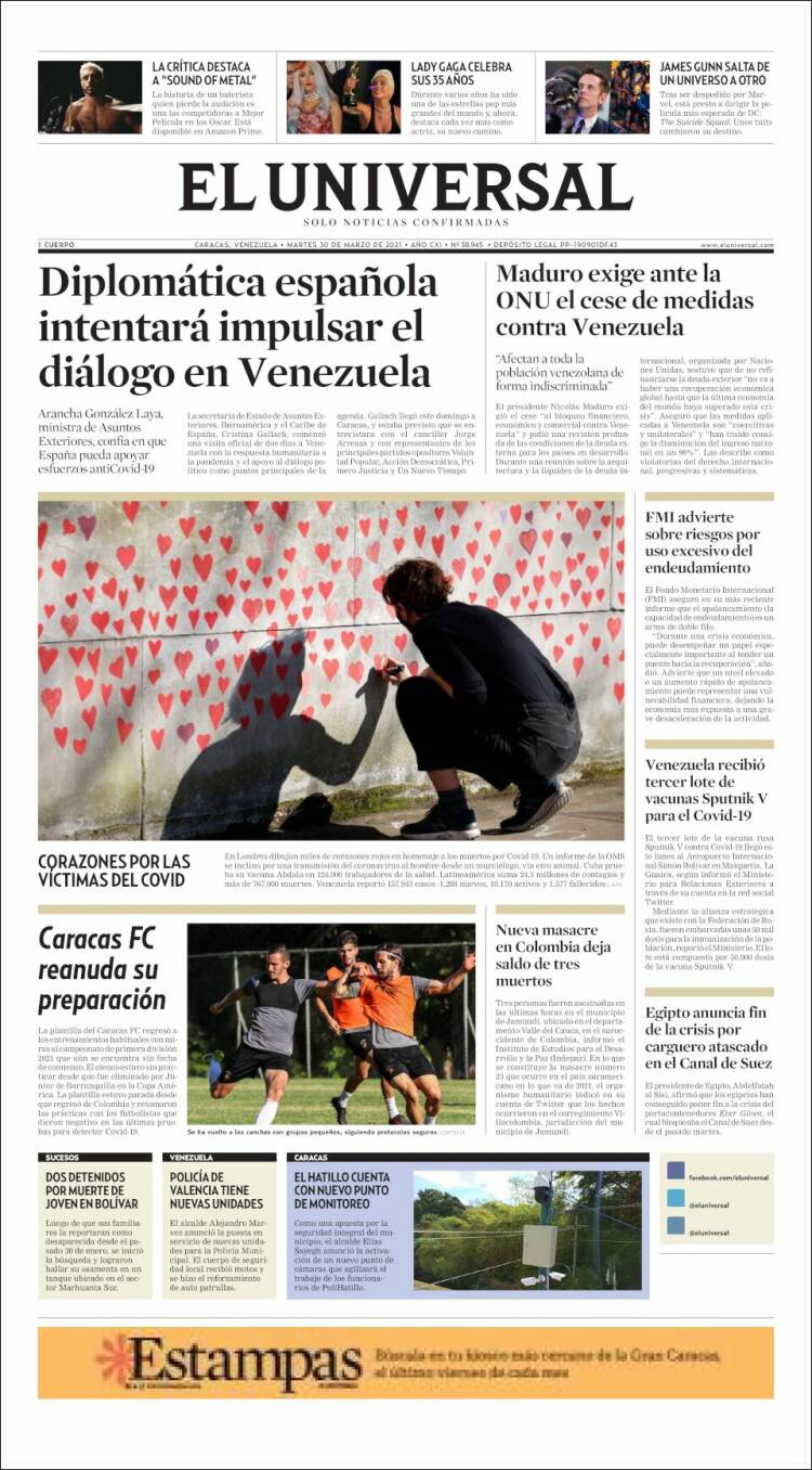 Portada de Universal (Venezuela)