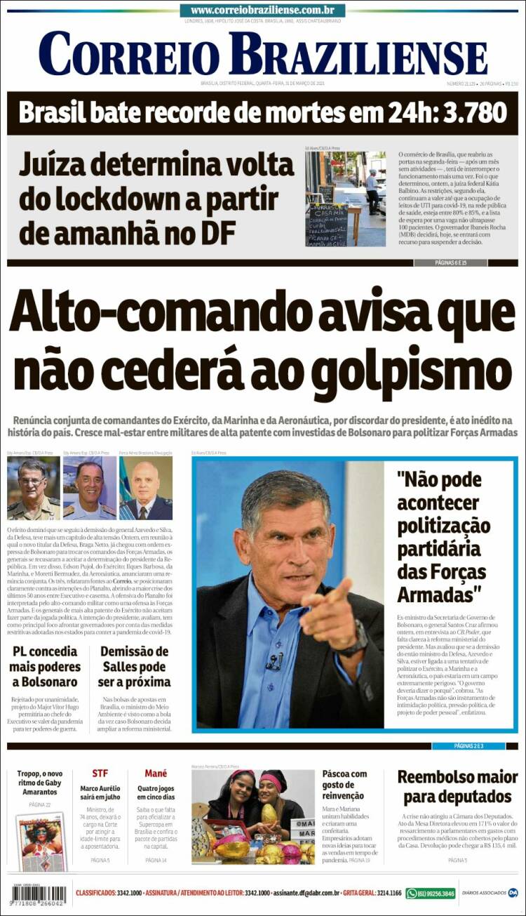 Portada de Correio Braziliense (Brasil)