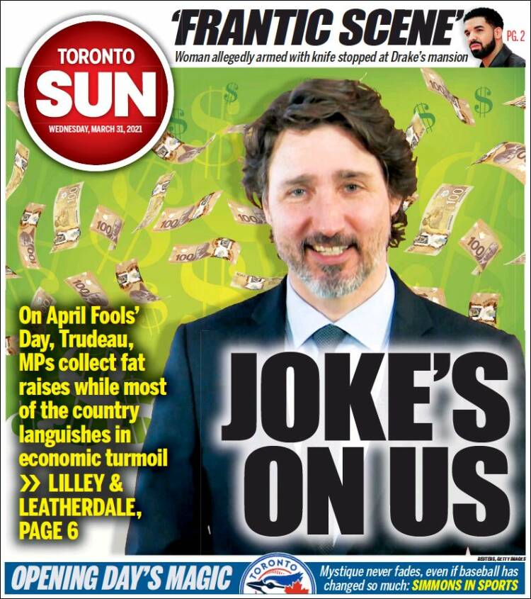 Portada de The Toronto Sun (Canadá)