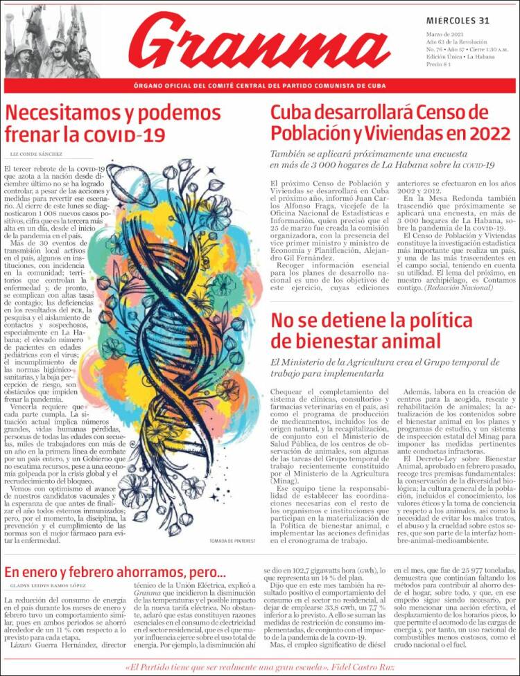 Portada de Granma (Cuba)